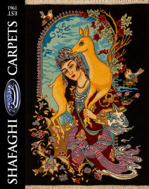 تابلو فرش دستباف شفقی تبریز دختر و آهو