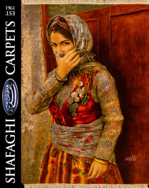 تابلو فرش دستباف شفقی تبریز دختر زیبای آذری