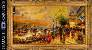 تابلو فرش دستباف شفقی تبریز پاریس شهر چراغ ها