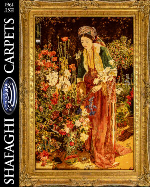 تابلو فرش دستباف شفقی تبریز دختر گلچین