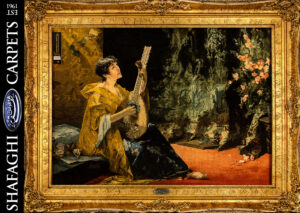 تابلو فرش دستباف شفقی تبریز بانوی نوازنده