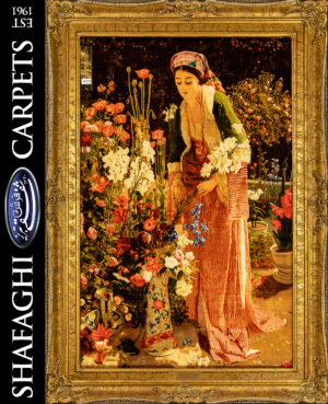 تابلو فرش دستباف شفقی تبریز دختر گلچین