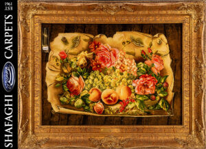 تابلو فرش دستباف شفقی تبریز گل و میوه